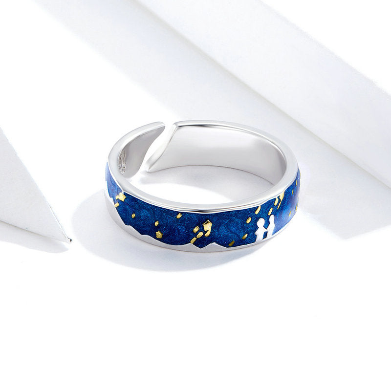 925 Silver Ring in the Shape of Meteor Showers - SCR609