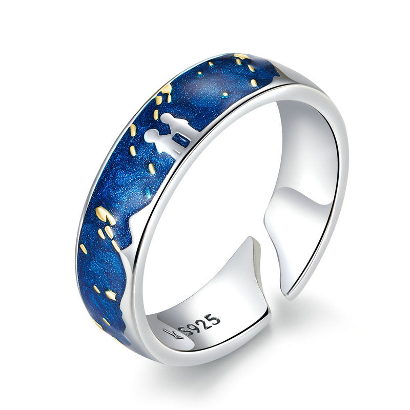 925 Silver Ring in the Shape of Meteor Showers - SCR609