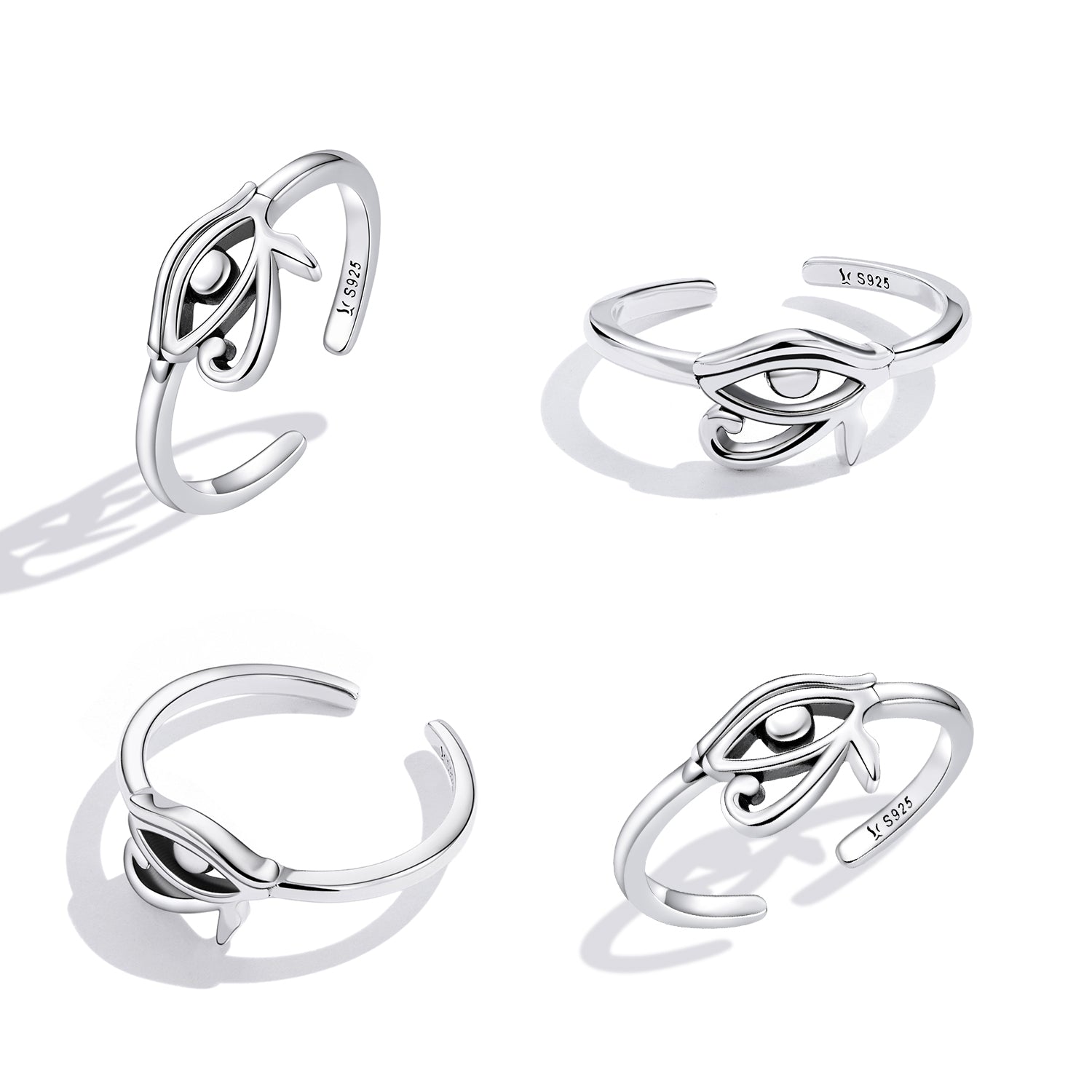 خاتم فضة مفتوح بتصميم عين حورس