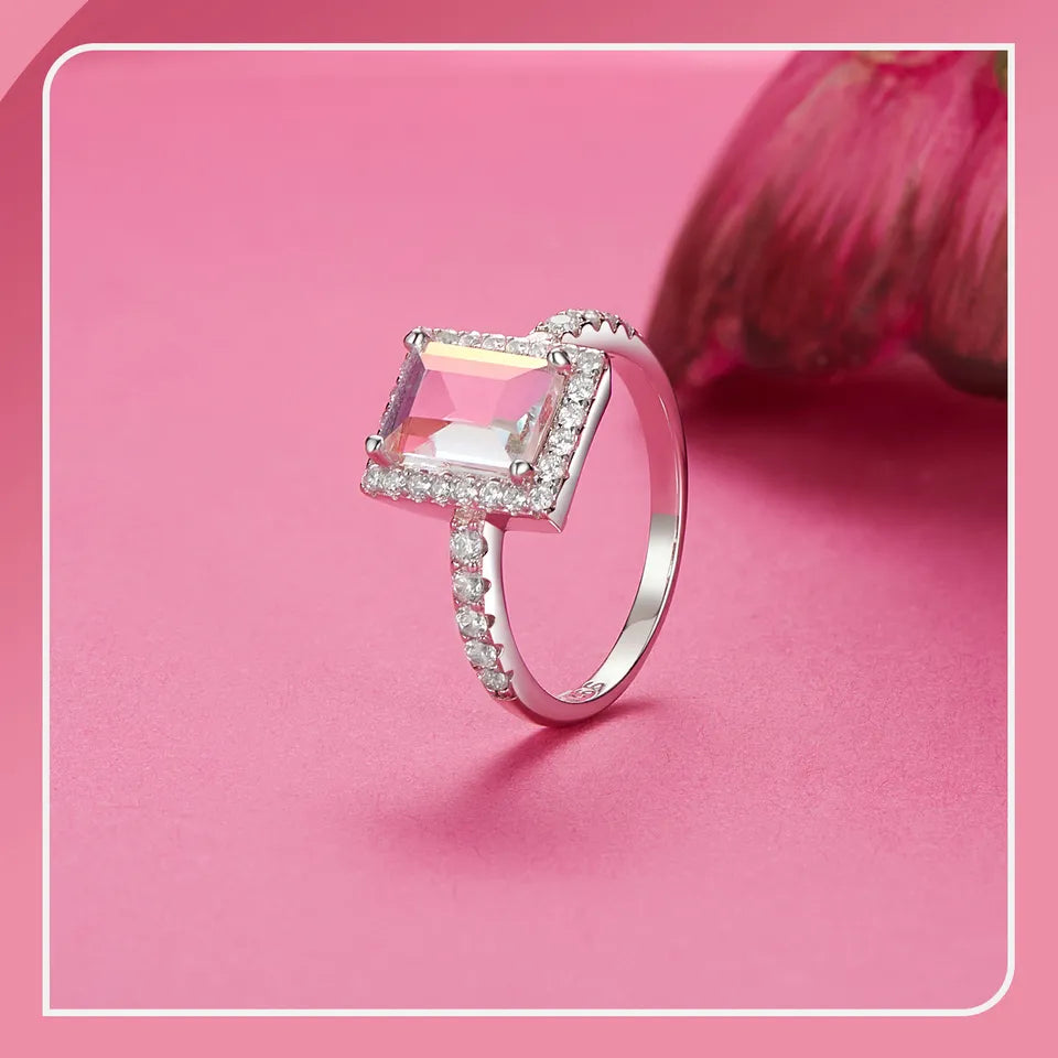 Shiny Zircon Girlish Statement Ring - 925 Sterling Silver
