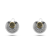 Arabic Silver Earrings Engraved with "Allah is the Best Guardian" and Inlaid with Brass – 925 Sterling Silver