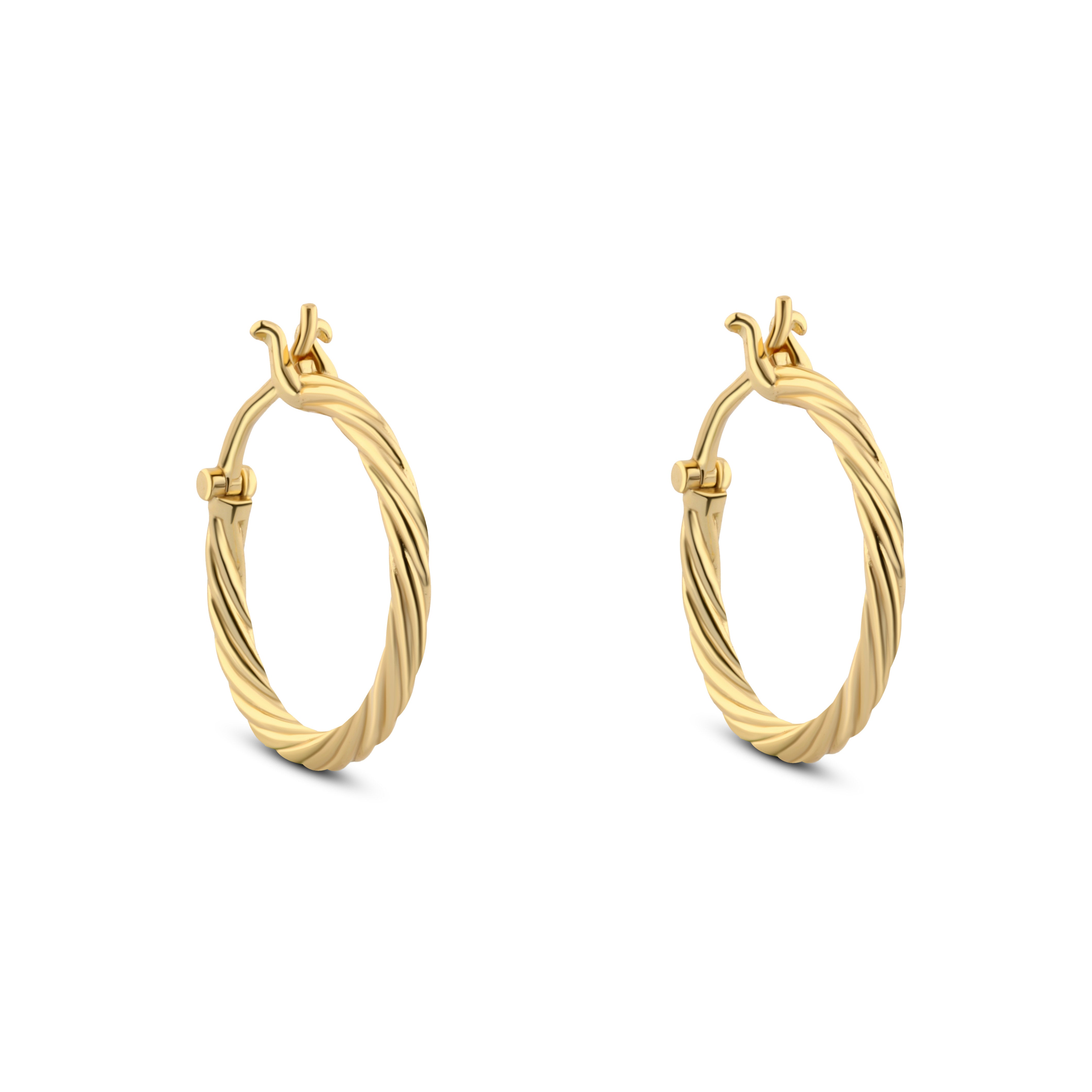 حلق فضة 925 دائري حلزوني أنيق – مطلي ذهب