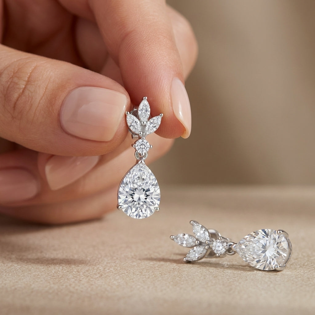 925 Silver Sparkling Teardrop Zircon Earrings