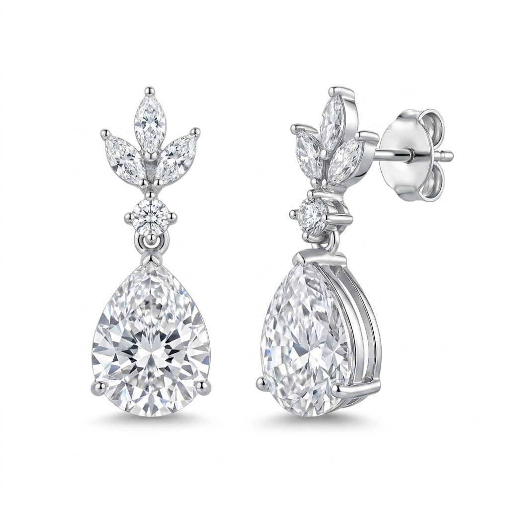 925 Silver Sparkling Teardrop Zircon Earrings