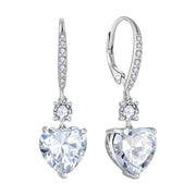 حلق فضة عيار 925 على شكل قلب من الزركون