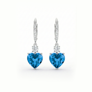 حلق فضة 925 قلب أزرق متدلّي