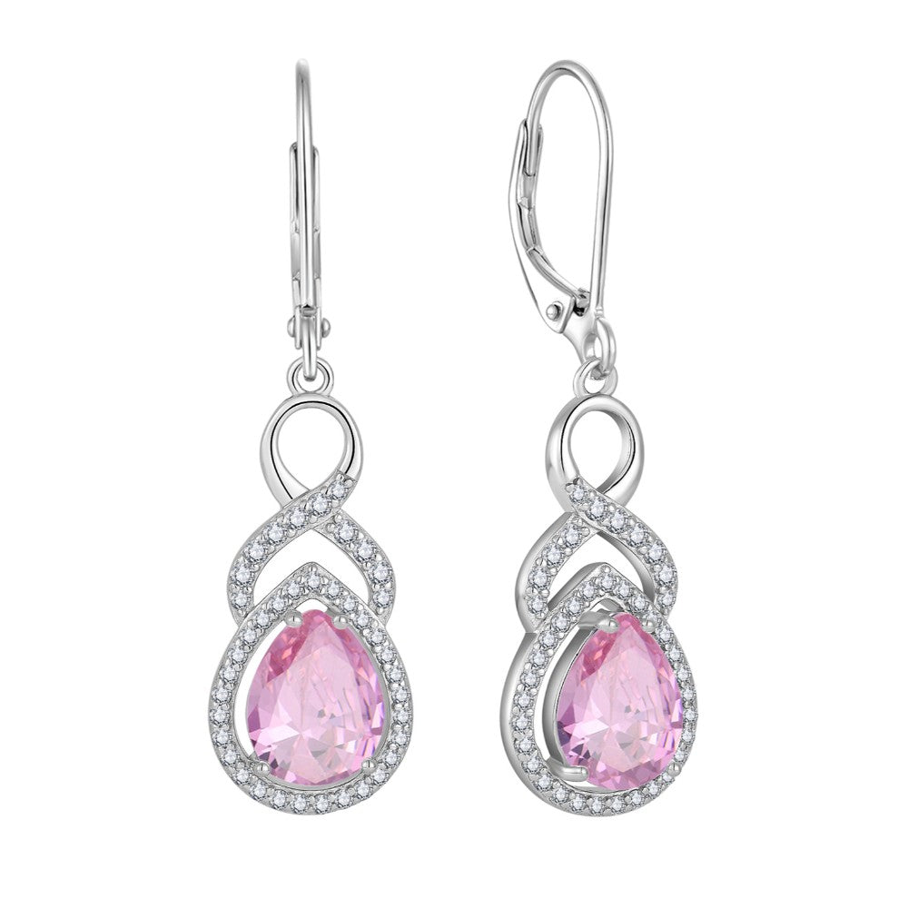 Shiny Zircon sparkling Pink zircon stone 925 Silver Earring