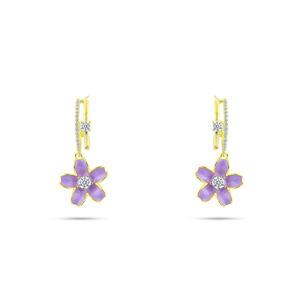 925 silver rose-shaped earring, plated with 18K gold