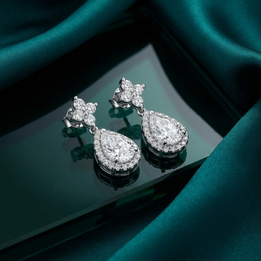 925 Silver Fully Studded Earrings