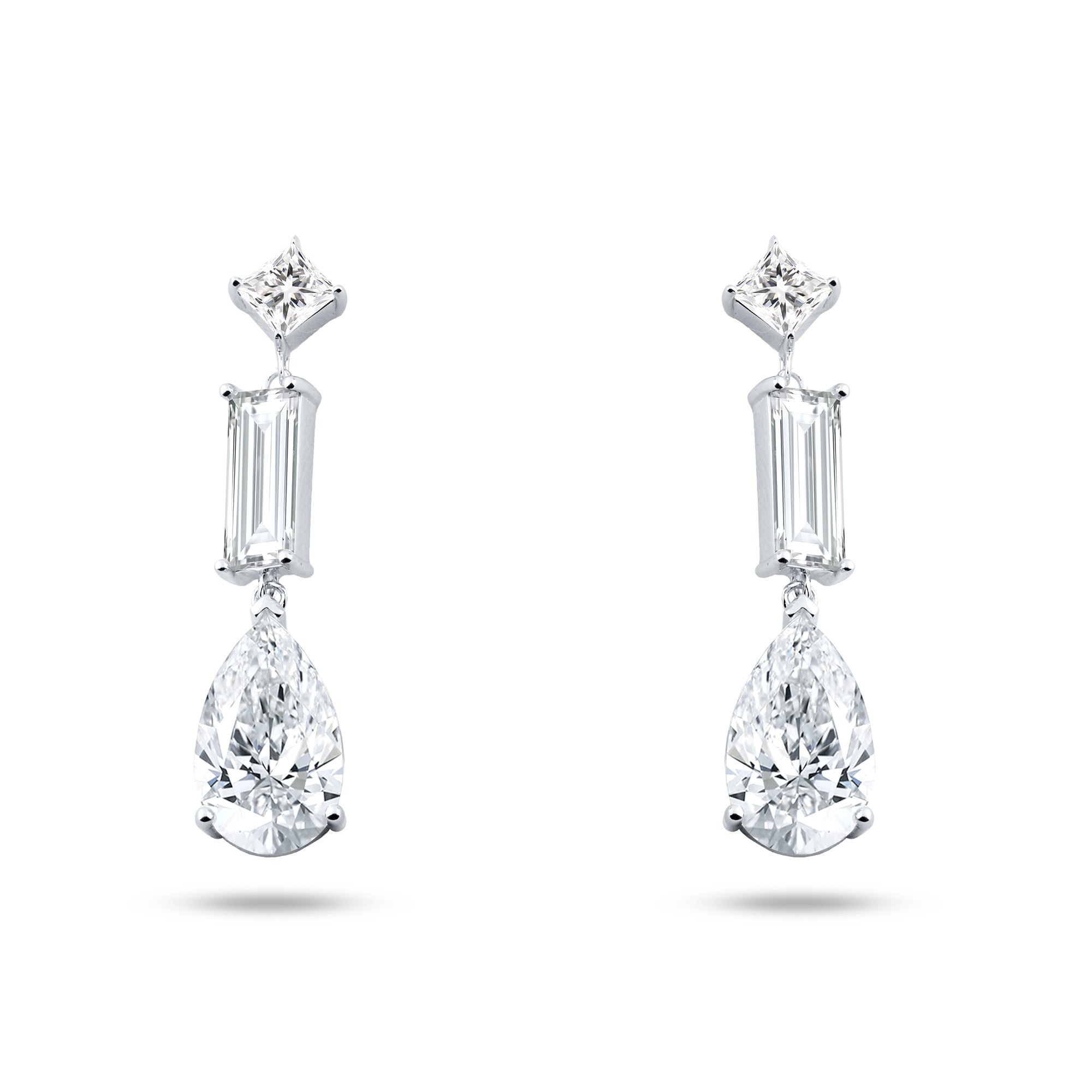 حلق "فصوص لامعة متعددة الأشكال مع حجر قطرة" فضة عيار 925