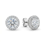 925 Silver Earrings with a Sparkling Center Stone Surrounded by Brilliant Accents