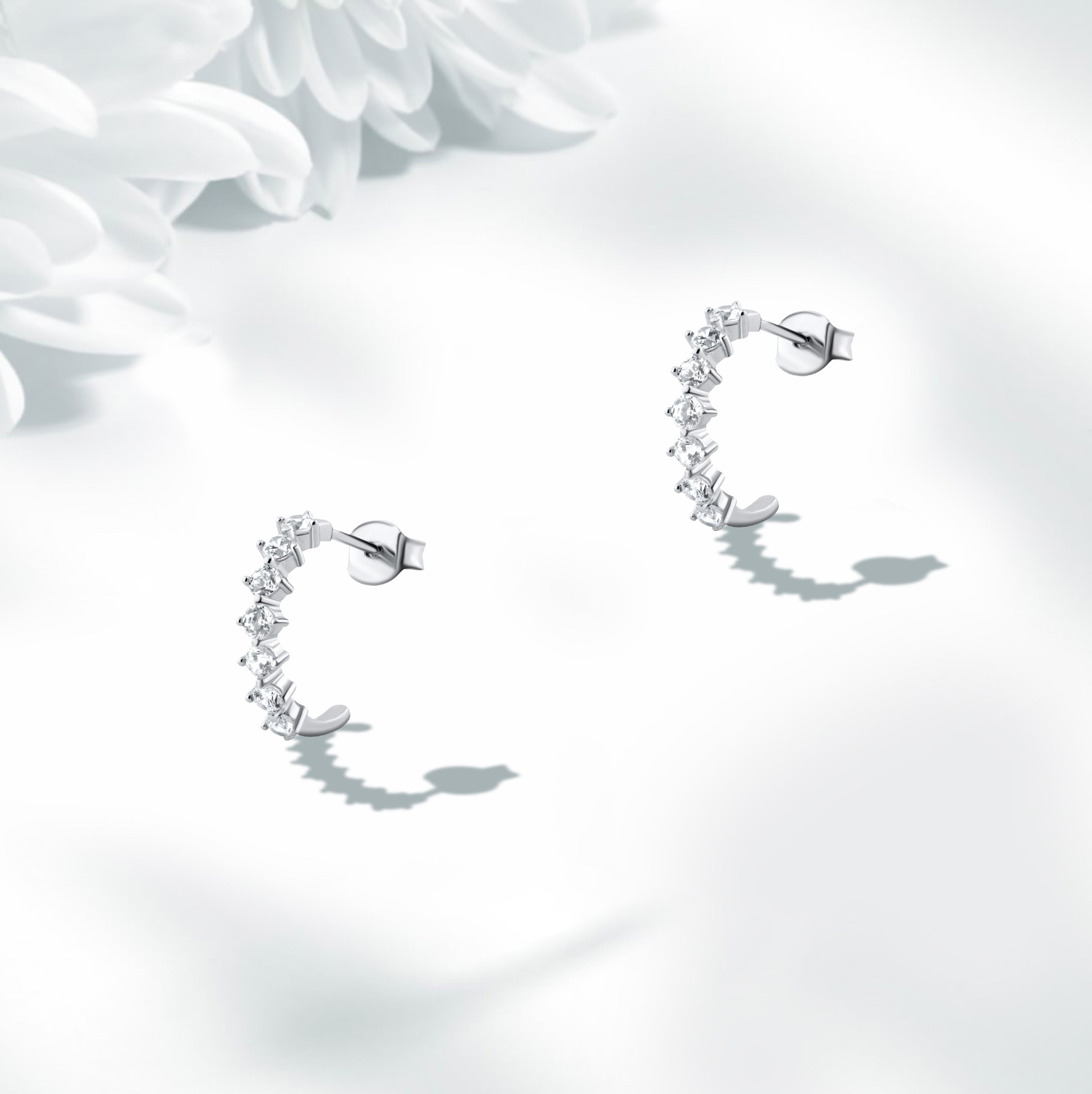 حلق فضة عيار 925 بريمة بفصوص لامعة