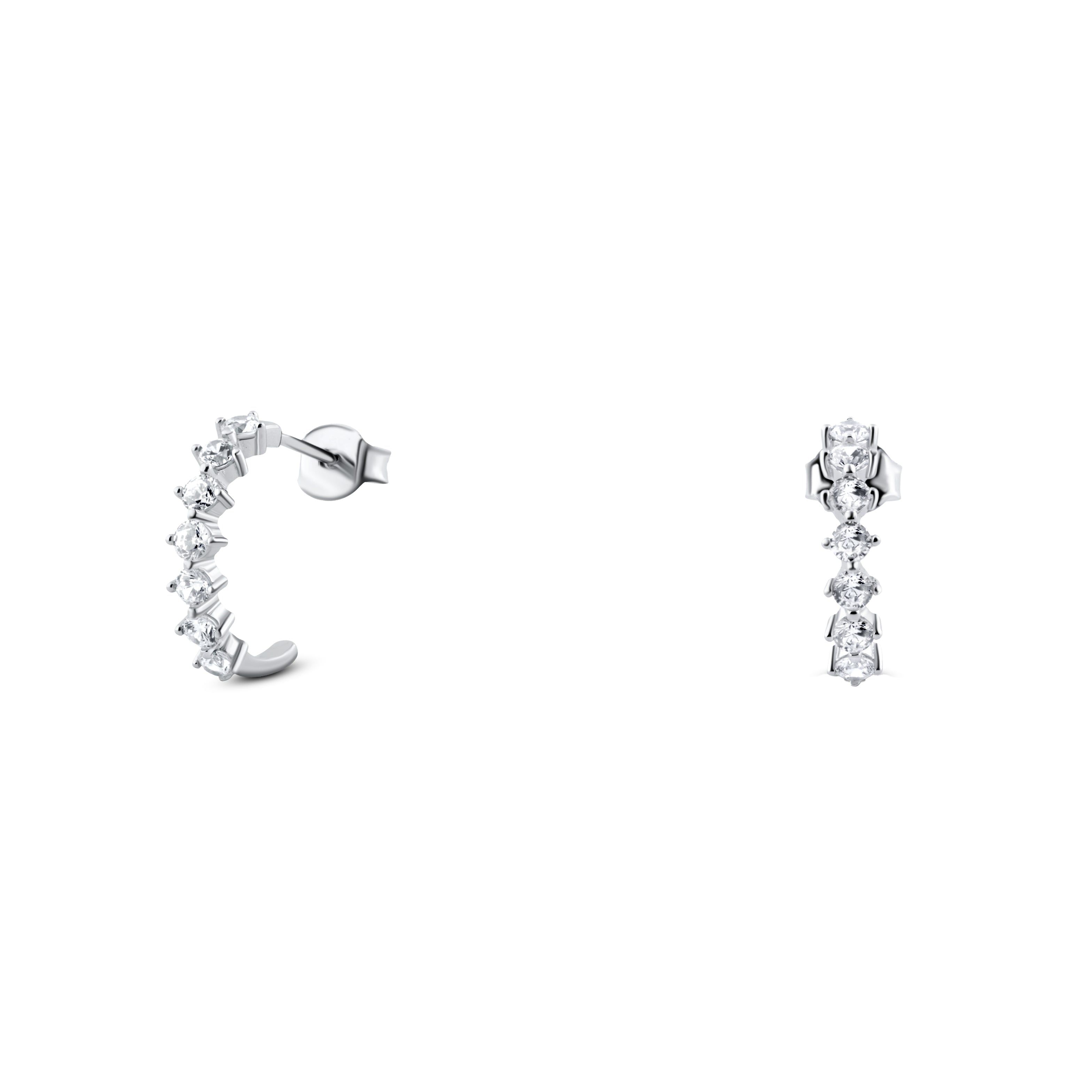 حلق فضة عيار 925 بريمة بفصوص لامعة