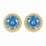 حلق فضة عيار 925 بفص أزرق دائري أنيق