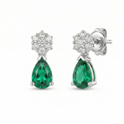 حلق فضة عيار 925 بفص أخضر متدلي