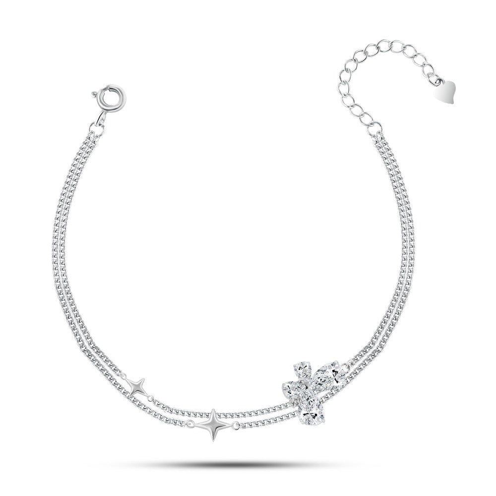 Shiny Zircon Bracelet With a star design 925 Sterling Silver