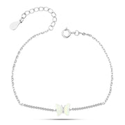 Bracelets 925 Sterling Silver Butterfly Adorned With A White Mother Of Pearl Stone