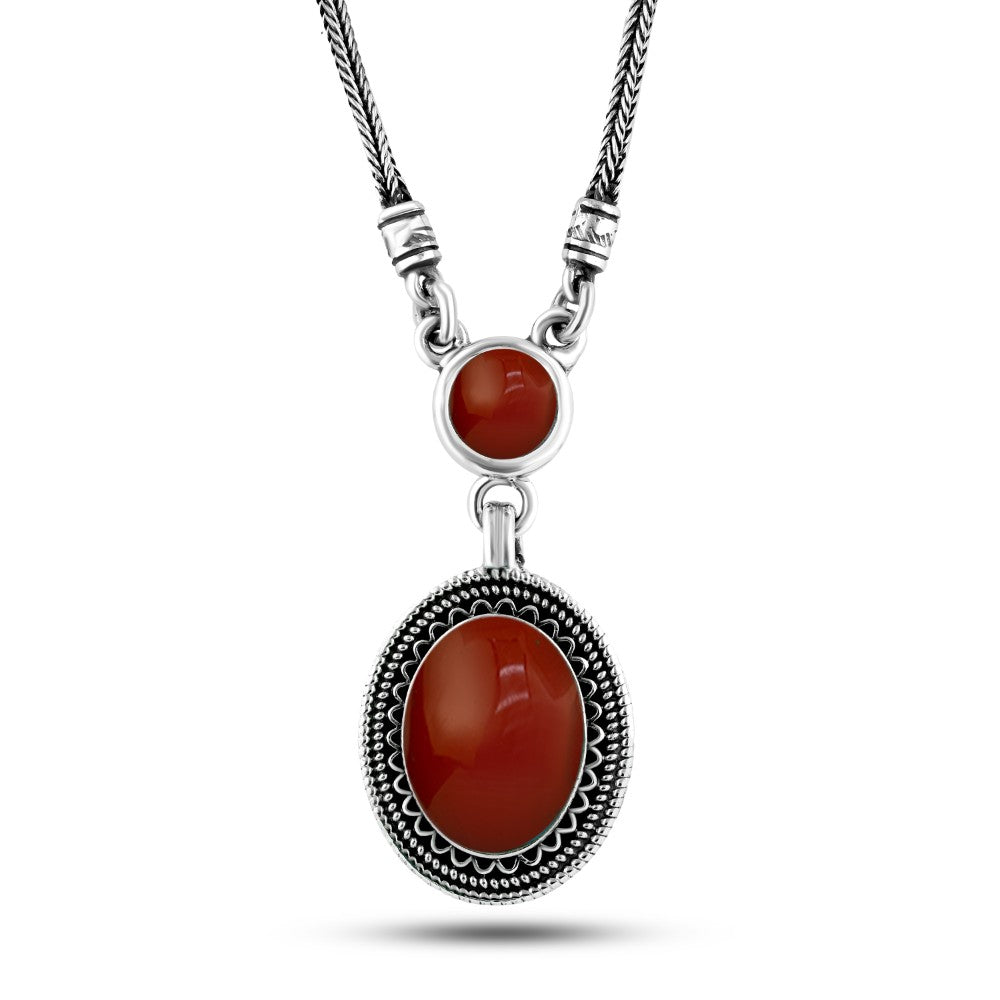 925 Silver Women Necklace Crowned with Agate Stone