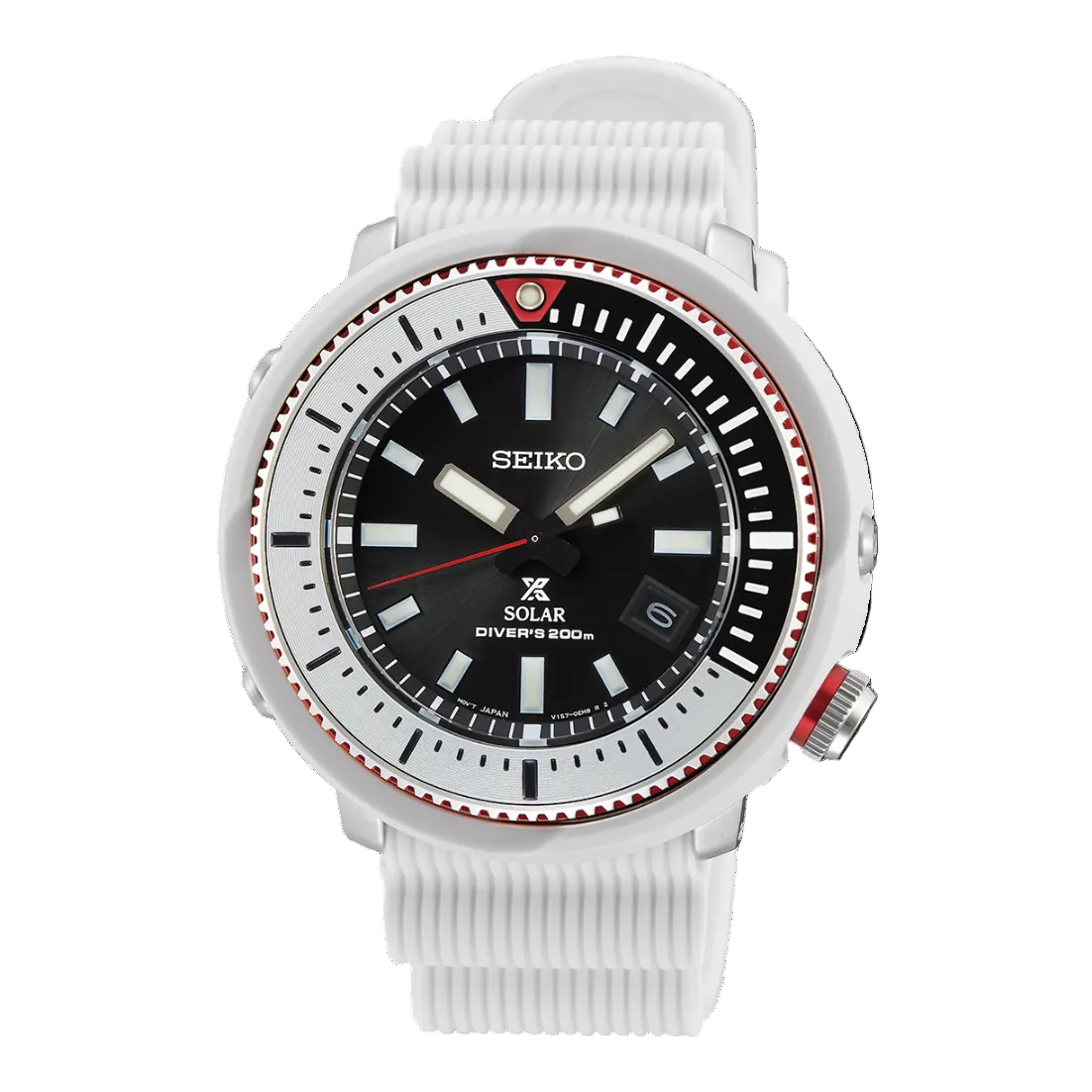 Seiko Prospex Black Dial White Silicone Strap Men's Watch