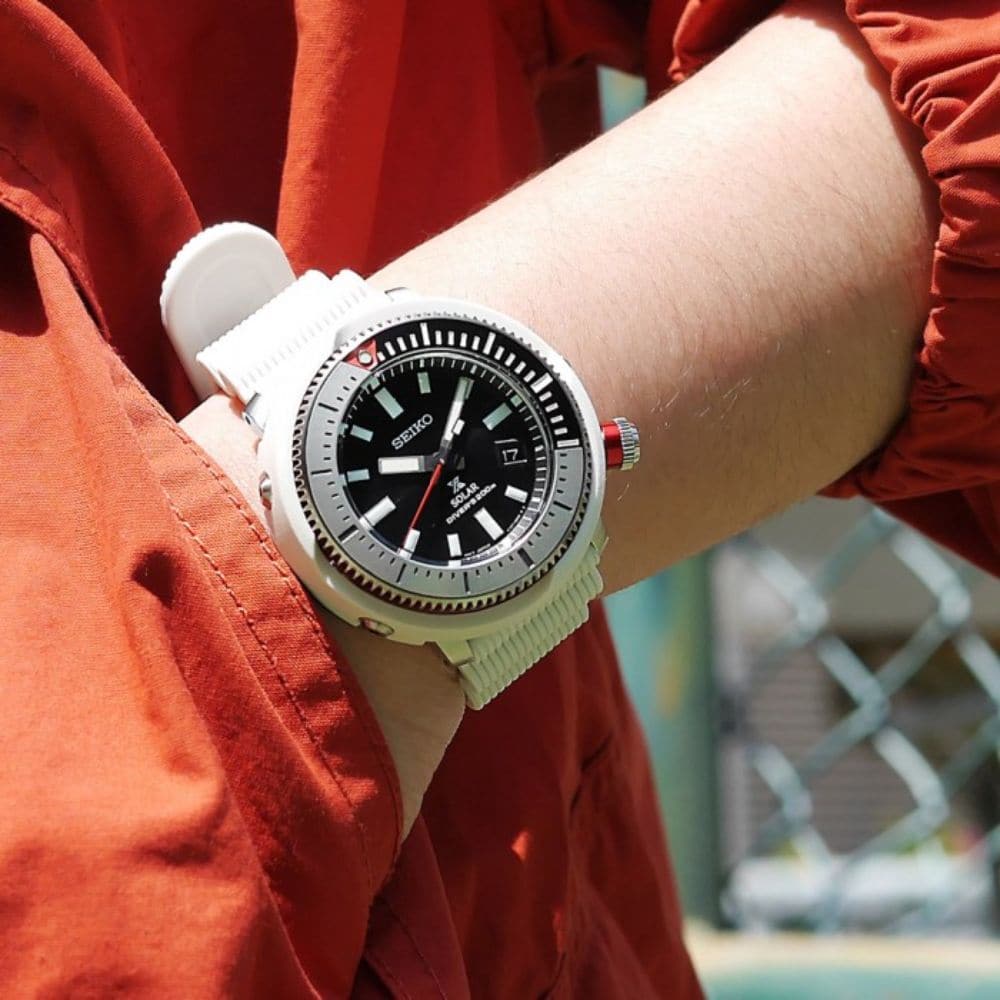 Seiko Prospex Black Dial White Silicone Strap Men's Watch