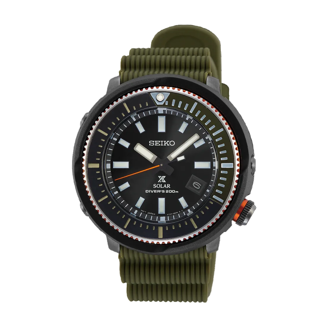 Seiko Prospex Black Dial Olive Green Strap Men's Watch