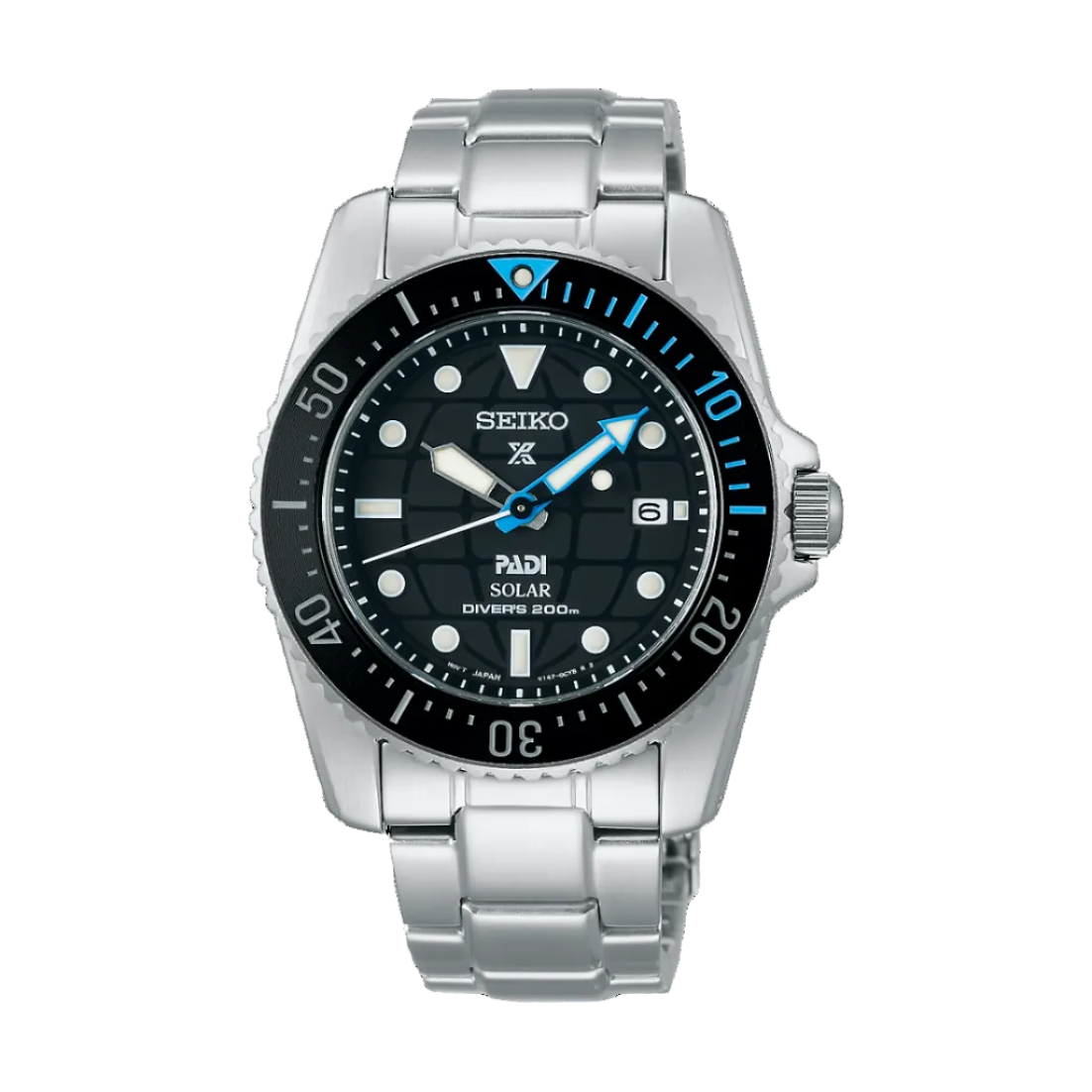 Seiko Prospex PADI Black Dial Silver Stainless Steel Bracelet Men's Watch