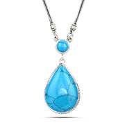 SNT61-T - Women's Egyptian 925 Sterling Silver Necklace Crowned with a Turquoise Stone