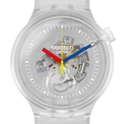 Swatch Watch Unisex, Quartz Movement, Analog Display, Clear Rubber Strap - SO27E100
