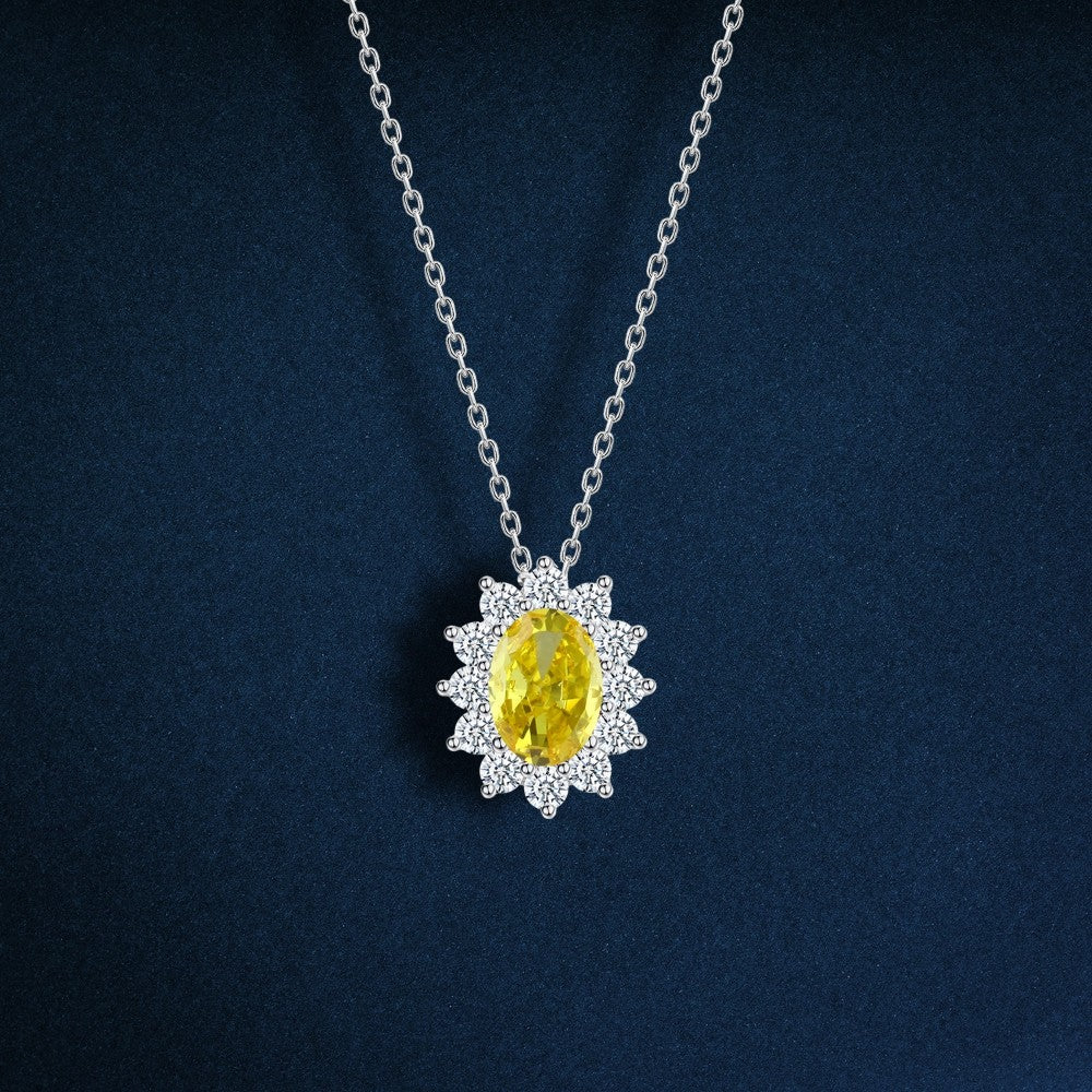 925 silver oval necklace with zircon stones