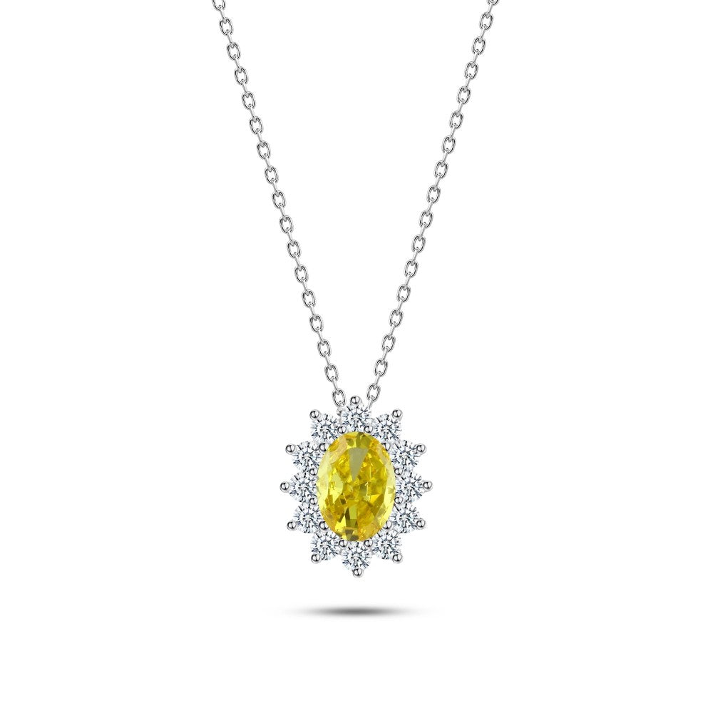 925 silver oval necklace with zircon stones