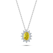 925 silver oval necklace with zircon stones