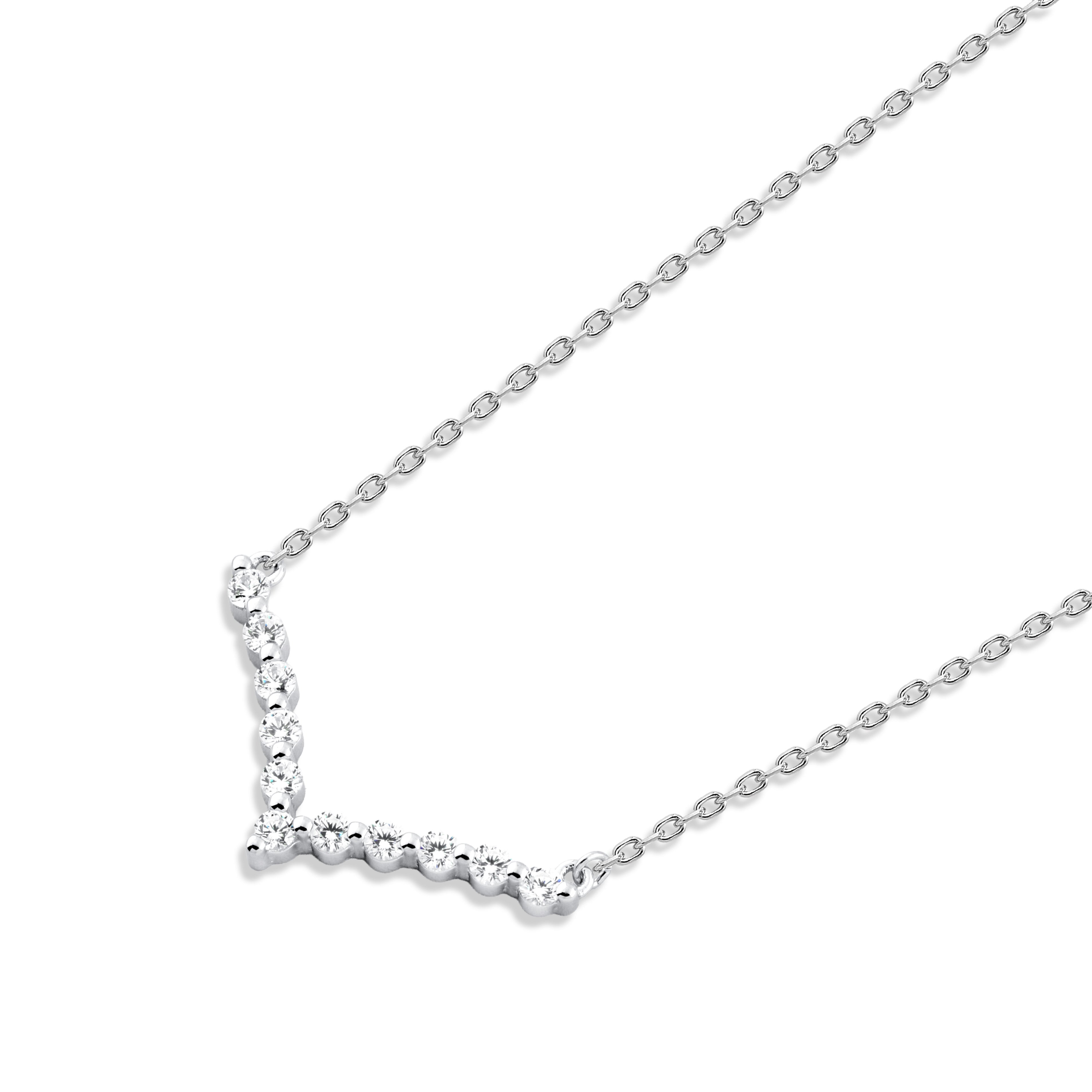 Elegant Graduated Round Stone Necklace – 925 Silver