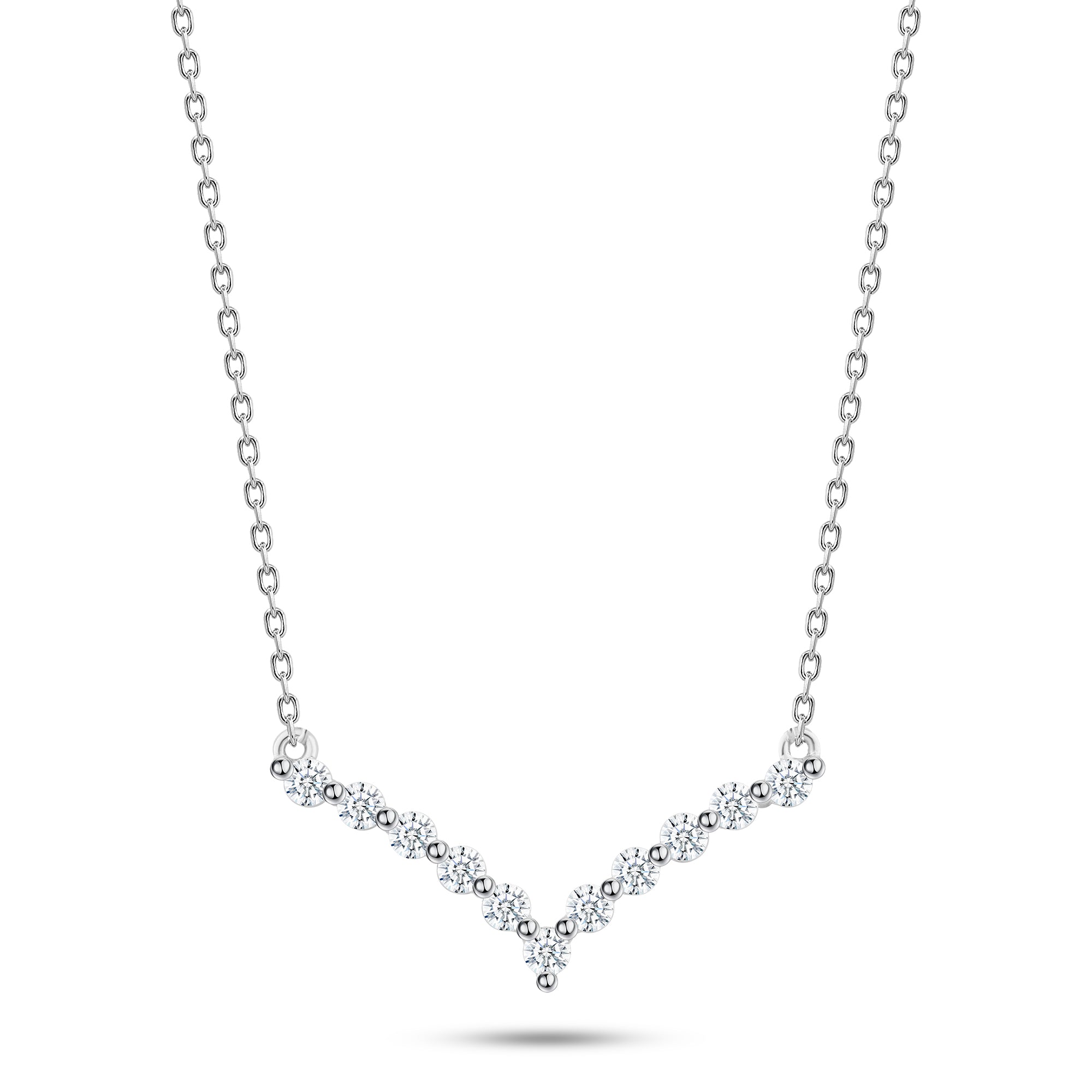 Elegant Graduated Round Stone Necklace – 925 Silver