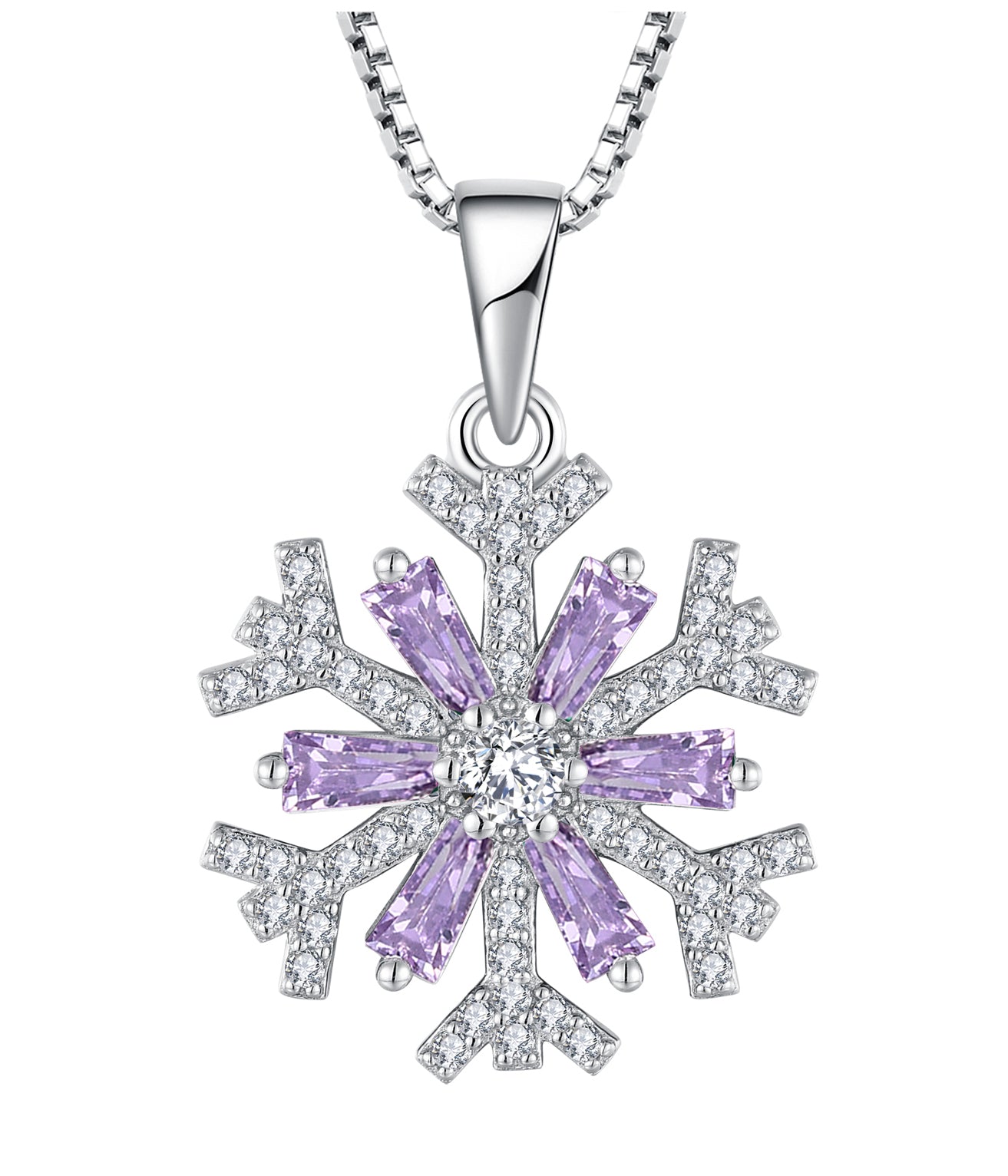 Purple icy necklace Shiny zircon 925 Sterling Silver
