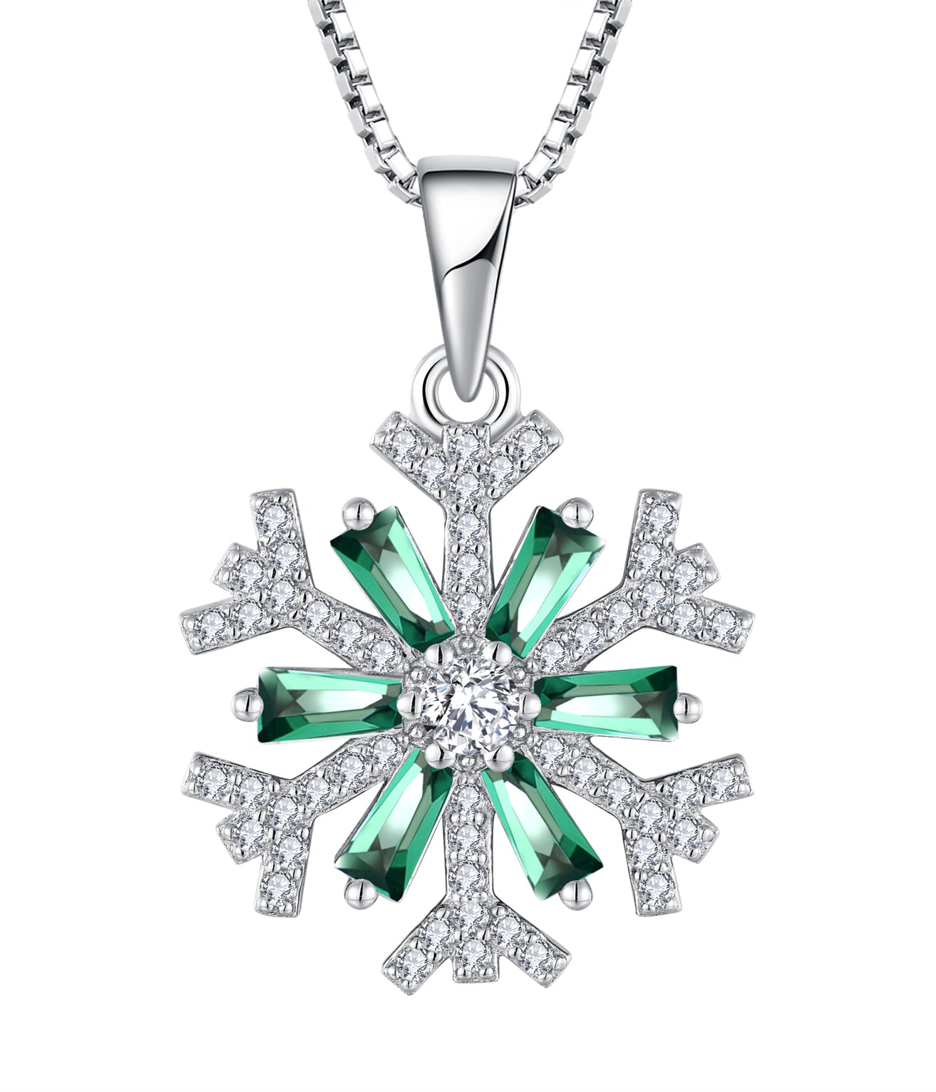 Green icy necklace Shiny zircon 925 Sterling Silver