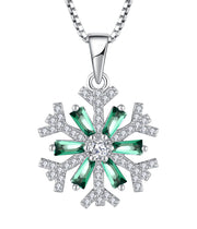Green icy necklace Shiny zircon 925 Sterling Silver