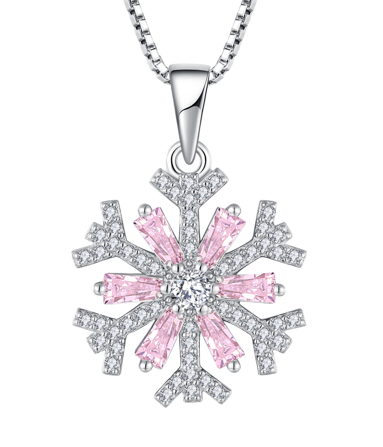 Pink icy necklace Shiny zircon 925 Sterling Silver