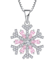 Pink icy necklace Shiny zircon 925 Sterling Silver