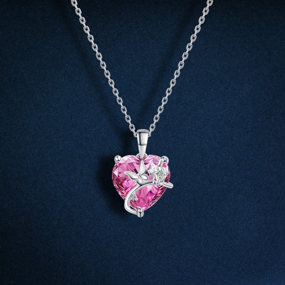 925 sterling silver necklace with a heart and butterflies