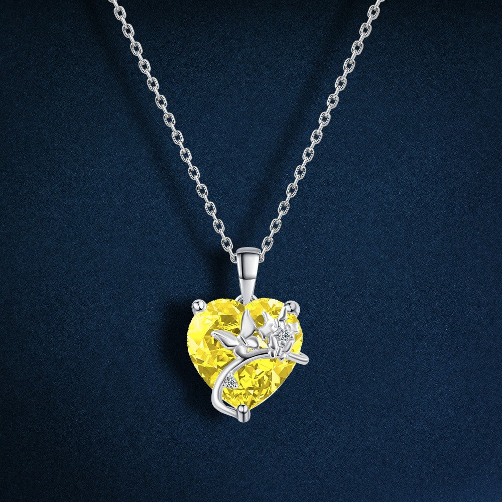 925 sterling silver necklace that combines the heart and the beauty of butterflies