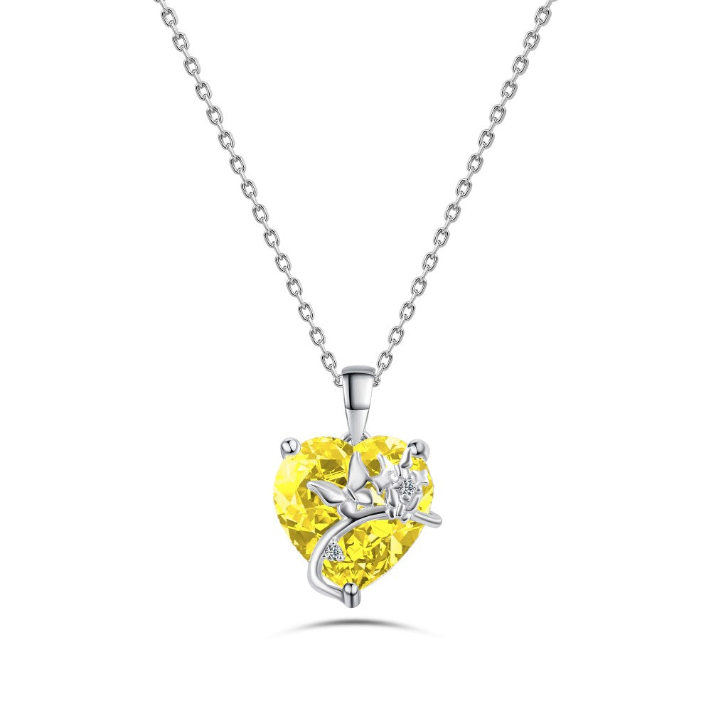 925 sterling silver necklace that combines the heart and the beauty of butterflies