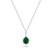 عقد فضة 925 دمعة خضراء بفصوص شفافة