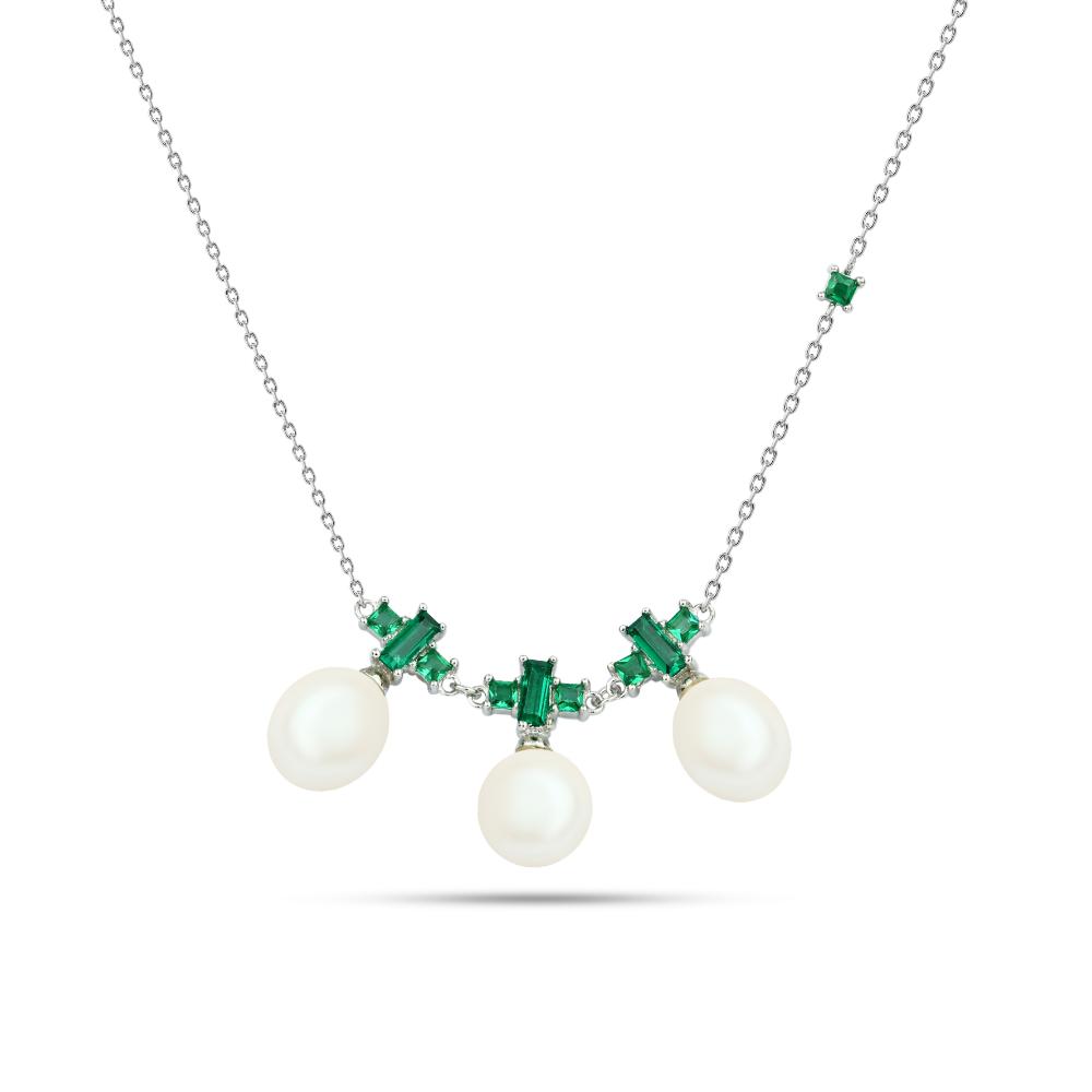 Zircon & Pearl 925 Silver Necklace