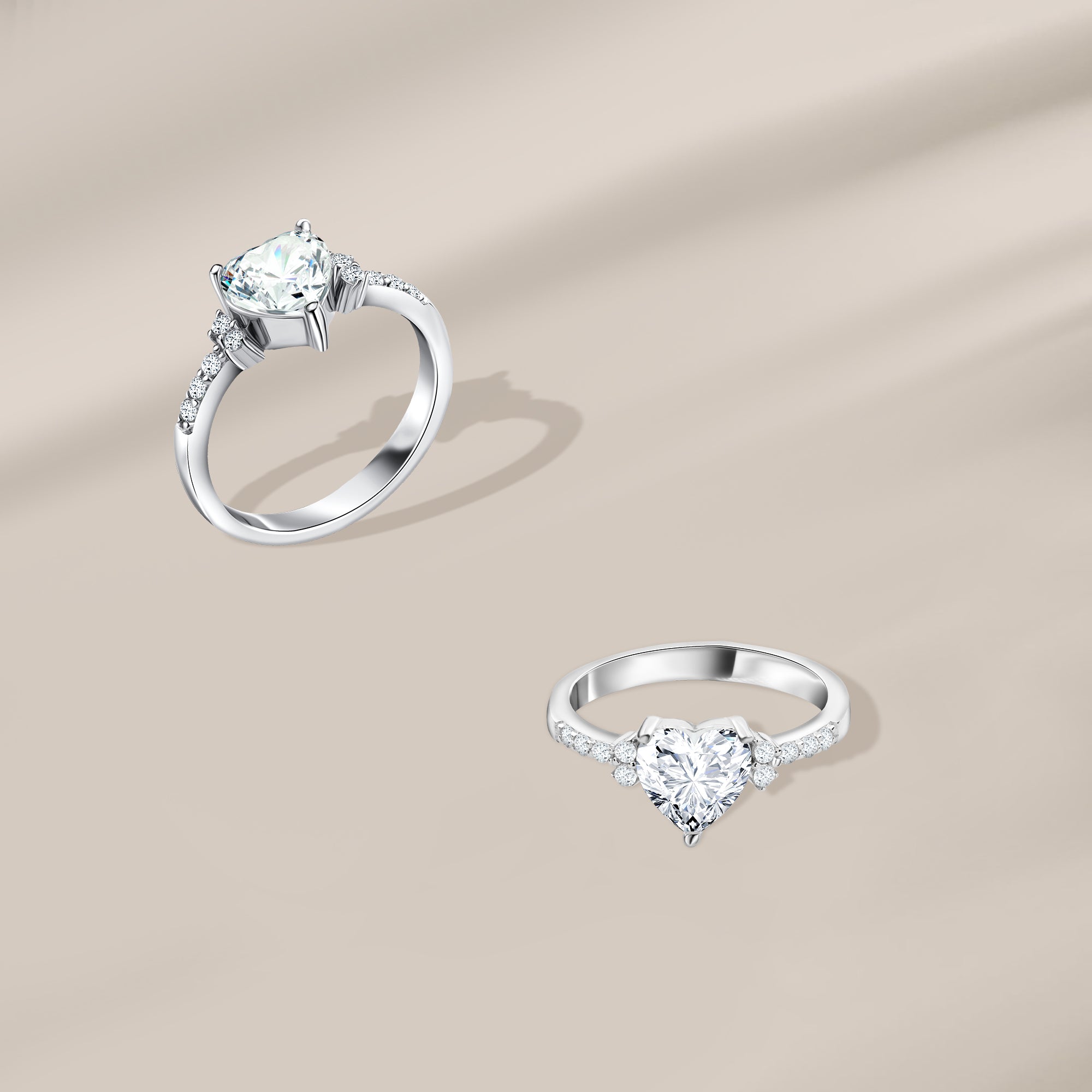 925 Silver Classic Heart Ring Studded with Sparkling Stones