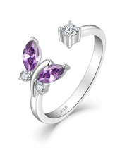 Zircon Butterfly purple 925 Silver Ring

