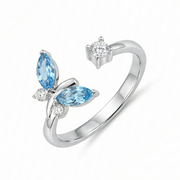 خاتم فراشة أزرق فضة عيار 925