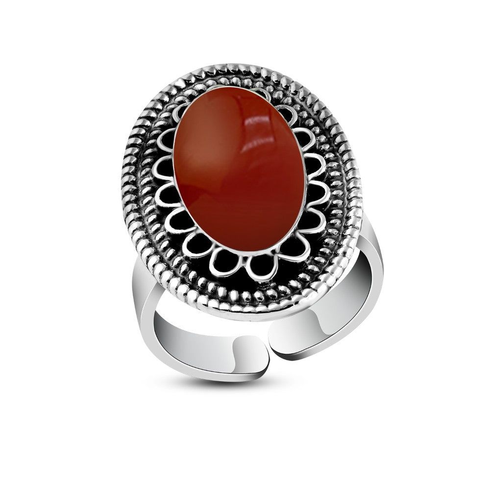 925 Silver Women Ring Crowned with Agate Stone