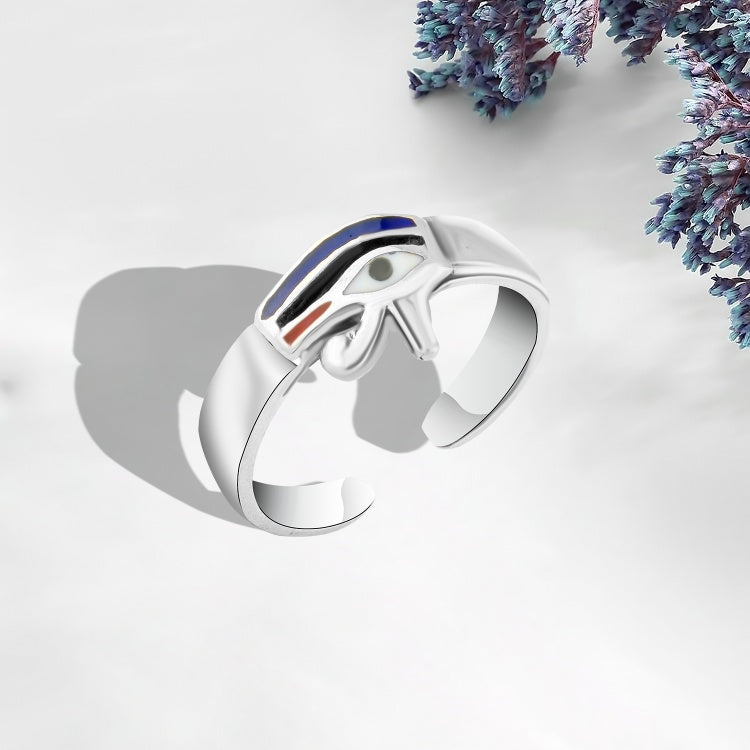 925  Silver Ring with a Colorful Eye of Horus Design