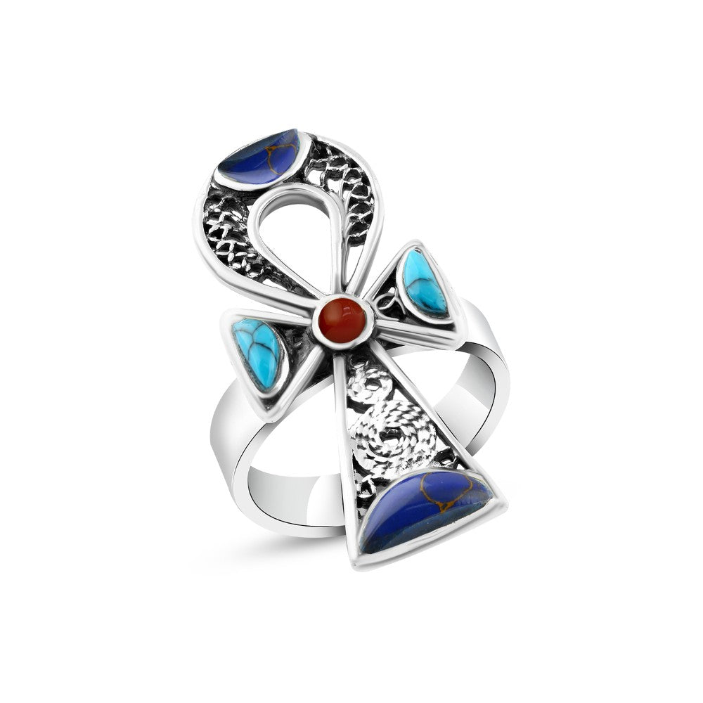 925 Egyptian silver women's ring, key of life