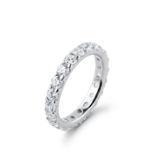 925 Silver Women’s Slim Ring Fully Encrusted with Sparkling Round Stones in an Elegant Design